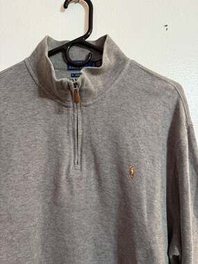 Polo Ralph Lauren Mens Estate Rib Quarter-Zip Pullover Gray L